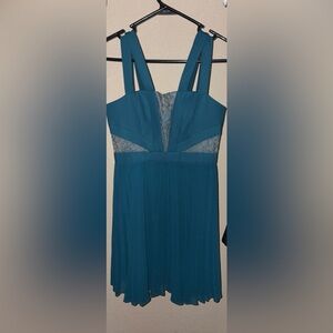 BCBGMaxAzria Strapless Teal Dress with Lace